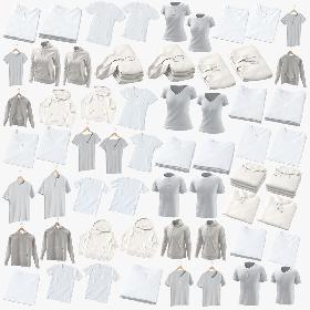 3D Male and Female Crew and V-neck T-shirts and Standard Hoodies - 56 Models model